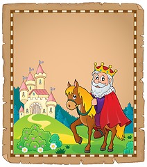 Image showing Parchment with king on horse theme 3