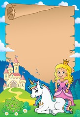 Image showing Princess and unicorn theme parchment 1