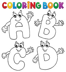 Image showing Coloring book cartoon ABCD letters 2
