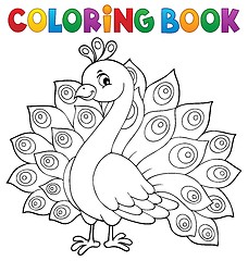 Image showing Coloring book peacock theme 1