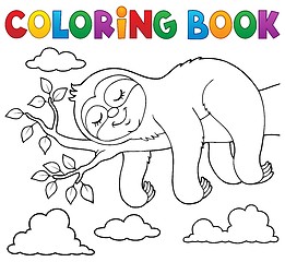 Image showing Coloring book sleeping sloth theme 1