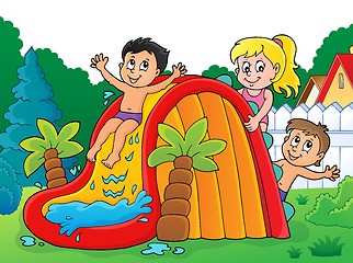 Image showing Kids on water slide theme image 3