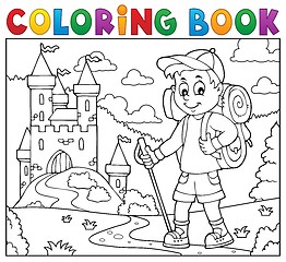 Image showing Coloring book hiker boy topic 2
