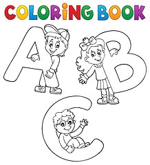 Image showing Coloring book children with letters ABC