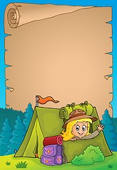 Image showing Parchment with scout girl in tent 2