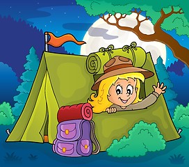 Image showing Scout girl in tent theme 4