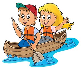 Image showing Kids in boat theme image 1