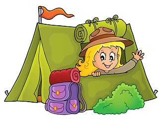 Image showing Scout girl in tent theme 1