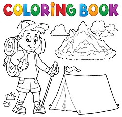 Image showing Coloring book hiker boy topic 1