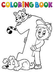 Image showing Coloring book boy with number one