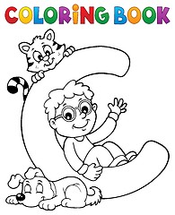 Image showing Coloring book boy and pets by letter C