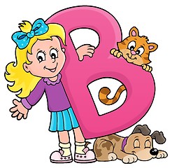 Image showing Girl and pets with letter B