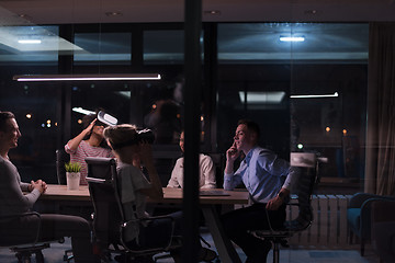 Image showing Multiethnic Business team using virtual reality headset