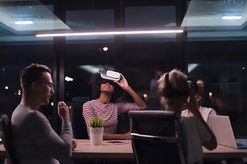 Image showing Multiethnic Business team using virtual reality headset