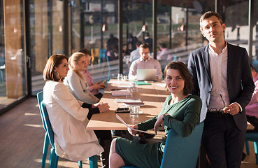 Image showing Business Team At A Meeting at modern office building