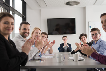 Image showing Group of young people meeting in startup office