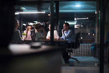 Image showing Multiethnic Business team using virtual reality headset