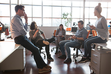 Image showing Young Business Team At A Meeting at modern office building