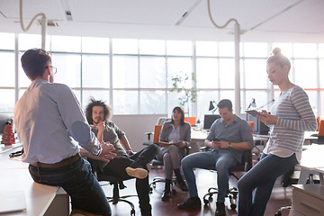 Image showing Young Business Team At A Meeting at modern office building