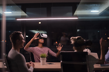 Image showing Multiethnic Business team using virtual reality headset