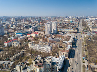 Image showing Landscape on the center of the city of Kiva with modern high-rise buildings and roads. Aerial view