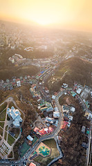 Image showing A bird\'s eye view, aerial view shooting from drone of the Podol district, oldest historical center of Kiev, Ukraine.