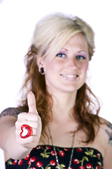 Image showing Beautiful Girl Giving the Thumbs Up