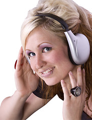 Image showing Cute Girl Listening to Music