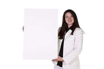 Image showing Woman Holding a Blank Sign