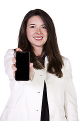 Image showing Beautiful Woman Holding a Cell Phone