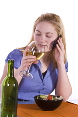 Image showing Beautiful Girl Eating Salad