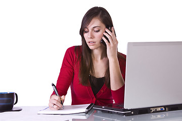 Image showing Businesswoman at His Desk Working