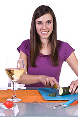 Image showing Beautiful Girl Cooking in the Kitchen