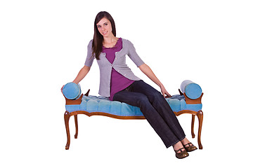 Image showing Beautiful Girl Posing on the Antique Couch