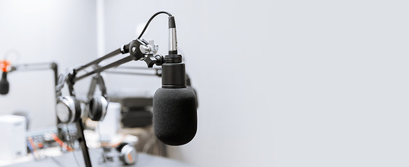 Image showing microphone at recording studio or radio station