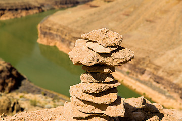 Image showing tower of rocks in grand canyon and colorado river