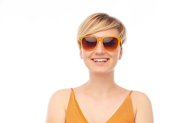 Image showing portrait of smiling teenage gir in sunglasses