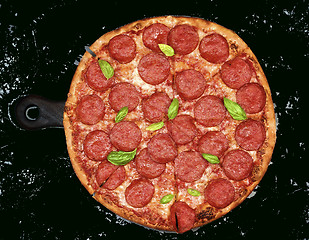 Image showing Freshly Baked Pepperoni Pizza