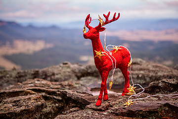 Image showing Christmas decoration and gold star lights in Blue Mountains scene