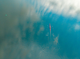 Image showing Kayaker rowing on the river