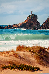 Image showing Early sunlight on One Tree Rock coastal views