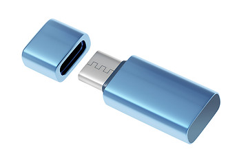 Image showing Blue usb-c flash stick