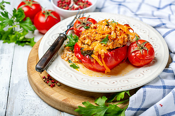 Image showing Peppers with minced meat and tomatoes.