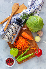 Image showing Vegetables on the grey kitchen table.