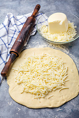 Image showing Preparation of traditional pie with cheese.