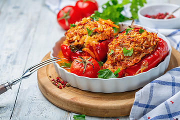 Image showing Stuffed peppers with minced meat.