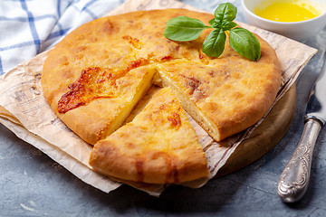 Image showing Traditional Georgian closed pie with cheese.