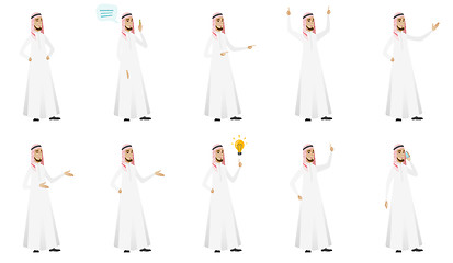 Image showing Muslim businessman vector illustrations set.