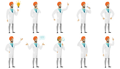 Image showing Muslim doctor vector illustrations set.