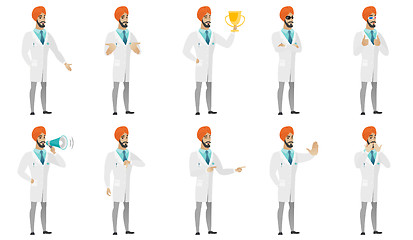 Image showing Muslim doctor vector illustrations set.